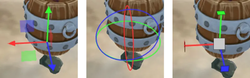 Translation, rotation, and scaling gizmos