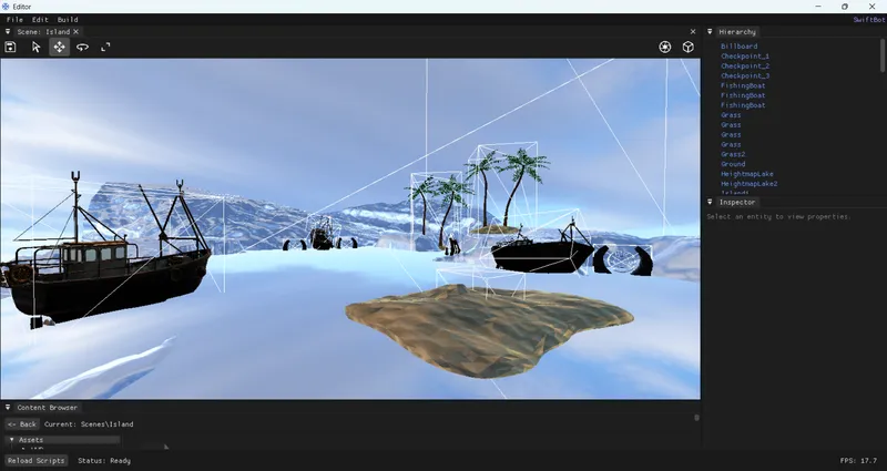 Physics Debug Renderer showing collision shapes