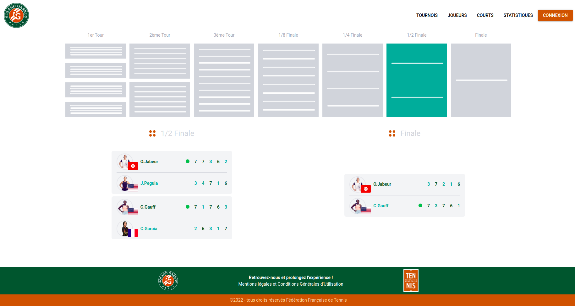 Roland Garros website clone